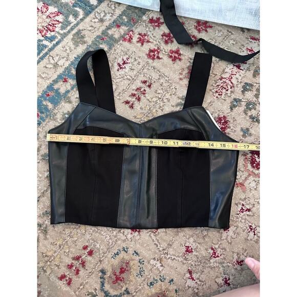 CAbi #4577 Women's Jet Black Bralette Faux Leather Ponte Knit Stretch Top Size M - Picture 7 of 10